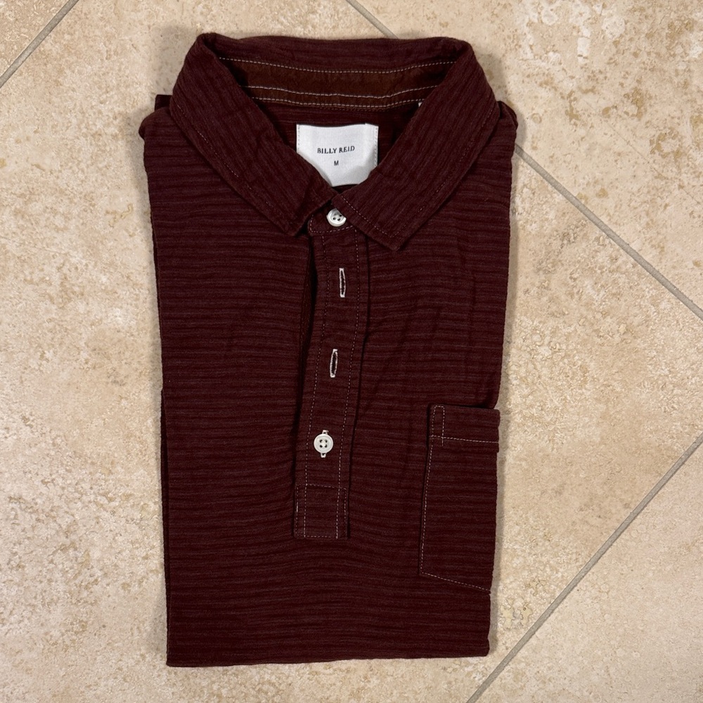 Billy Reid Men's Deep Burgundy Button Down Shirt